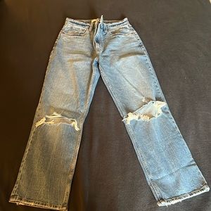 A&F the ankle straight ultra high rise jeans.